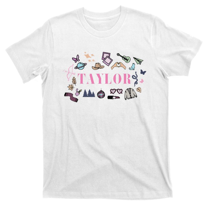 Retro Taylor First Name Personalized Groovy Birthday T-Shirt