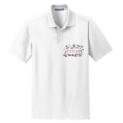 Retro Taylor First Name Personalized Groovy Birthday Dry Zone Grid Polo