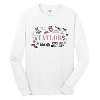 Retro Taylor First Name Personalized Groovy Birthday Tall Long Sleeve T-Shirt