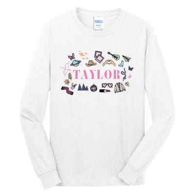 Retro Taylor First Name Personalized Groovy Birthday Tall Long Sleeve T-Shirt