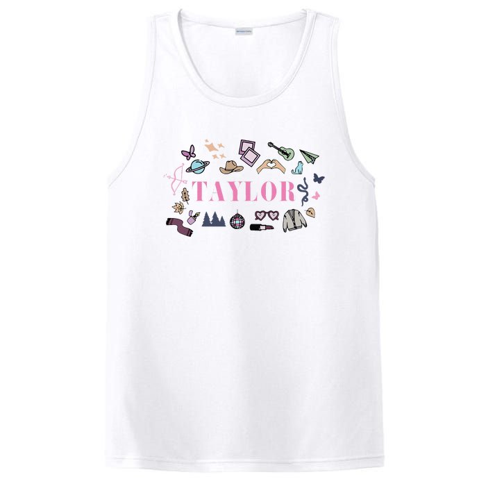 Retro Taylor First Name Personalized Groovy Birthday PosiCharge Competitor Tank