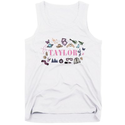 Retro Taylor First Name Personalized Groovy Birthday Tank Top