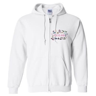 Retro Taylor First Name Personalized Groovy Birthday Full Zip Hoodie