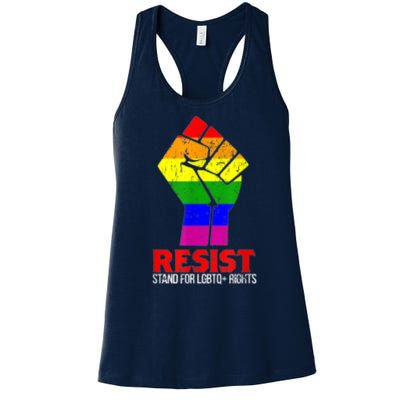 Raise The Fist Resist Pride Festival Lgbtq Rights Women's Racerback Tank