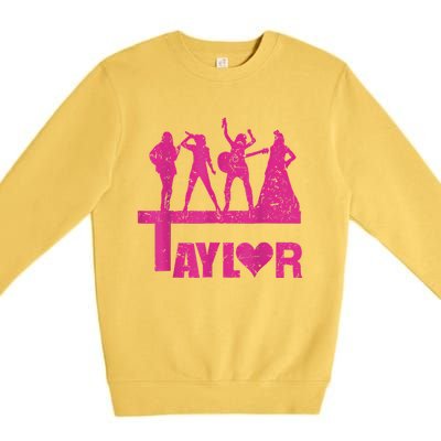 Retro Taylor First Name Personalized Groovy Birthday Premium Crewneck Sweatshirt