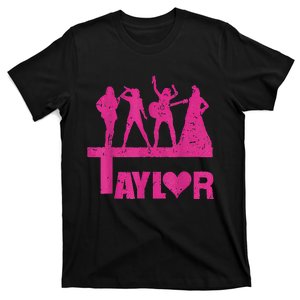 Retro Taylor First Name Personalized Groovy Birthday T-Shirt