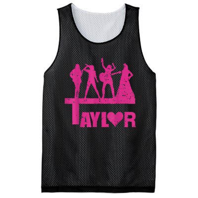 Retro Taylor First Name Personalized Groovy Birthday Mesh Reversible Basketball Jersey Tank