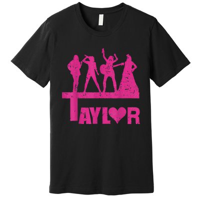 Retro Taylor First Name Personalized Groovy Birthday Premium T-Shirt