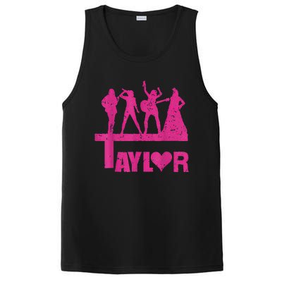 Retro Taylor First Name Personalized Groovy Birthday PosiCharge Competitor Tank