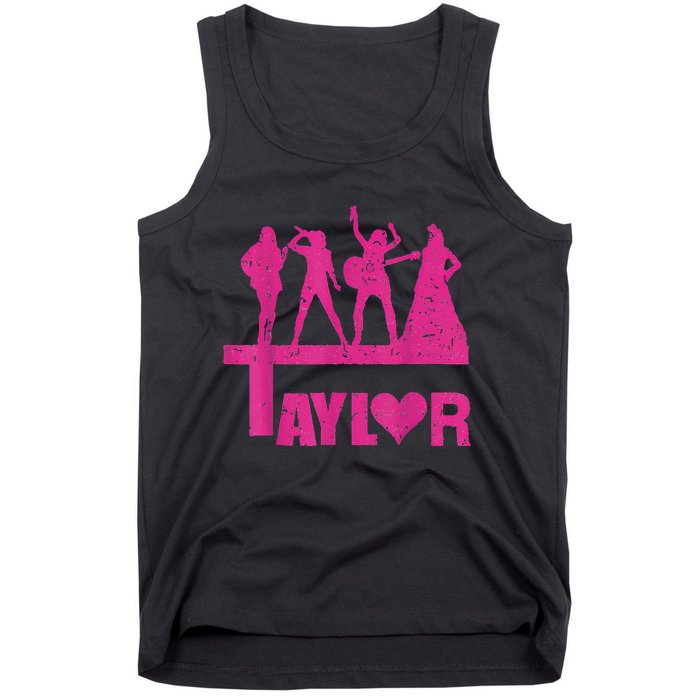 Retro Taylor First Name Personalized Groovy Birthday Tank Top