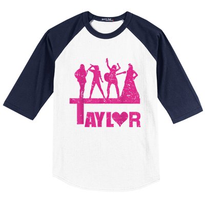 Retro Taylor First Name Personalized Groovy Birthday Baseball Sleeve Shirt