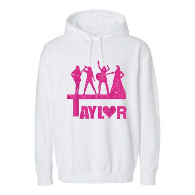 Retro Taylor First Name Personalized Groovy Birthday Garment-Dyed Fleece Hoodie