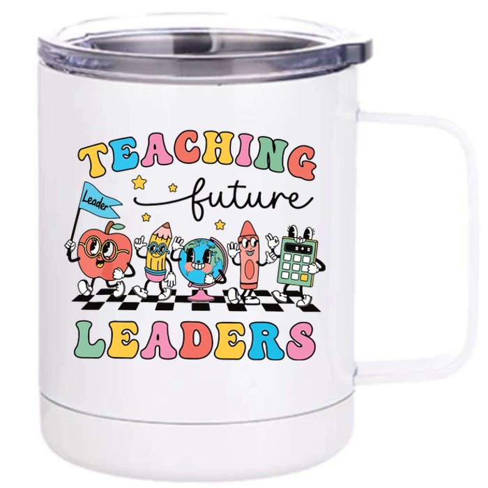 Retro Teaching Future Leaders Groovy Teacher Back To School 12 oz Stainless Steel Tumbler Cup