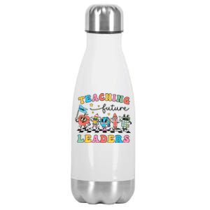 Retro Teaching Future Leaders Groovy Teacher Back To School Stainless Steel Insulated Water Bottle