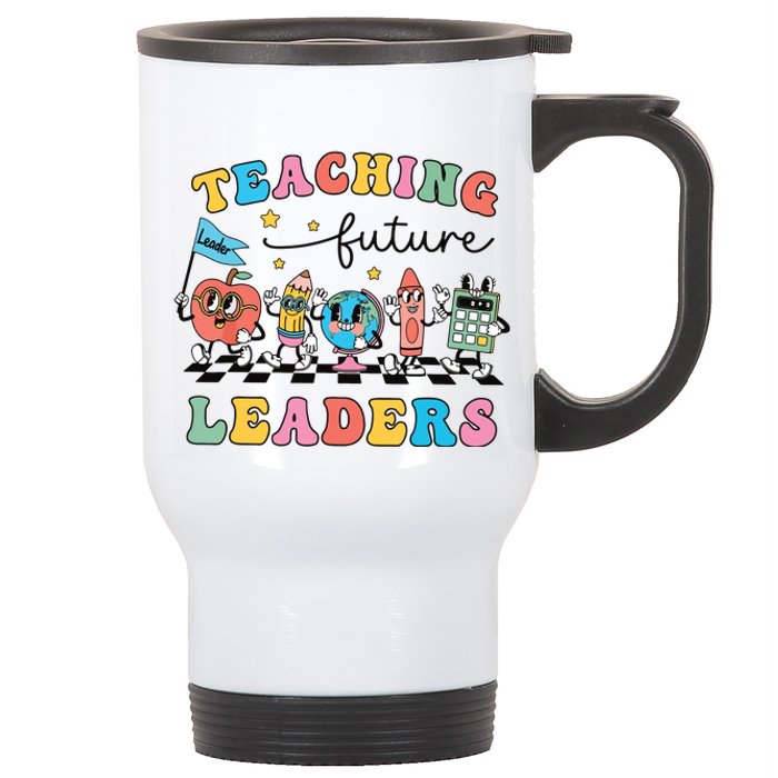 Retro Teaching Future Leaders Groovy Teacher Back To School Stainless Steel Travel Mug