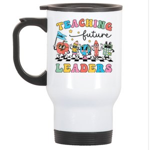 Retro Teaching Future Leaders Groovy Teacher Back To School Stainless Steel Travel Mug