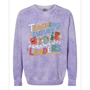 Retro Teaching Future Leaders Teacher 100 Days Of School Colorblast Crewneck Sweatshirt