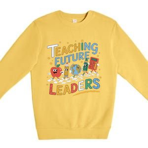 Retro Teaching Future Leaders Teacher 100 Days Of School Premium Crewneck Sweatshirt