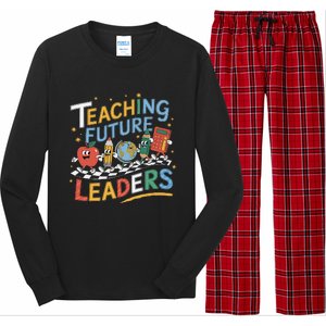 Retro Teaching Future Leaders Teacher 100 Days Of School Long Sleeve Pajama Set