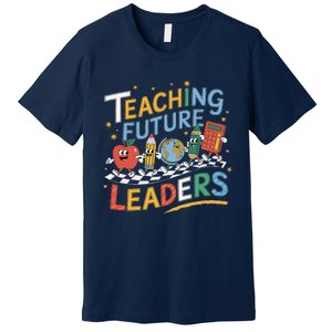 Retro Teaching Future Leaders Teacher 100 Days Of School Premium T-Shirt