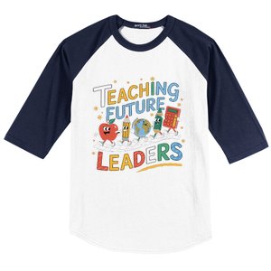 Retro Teaching Future Leaders Teacher 100 Days Of School Baseball Sleeve Shirt