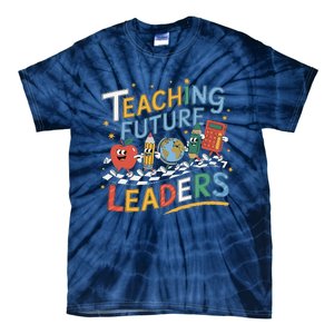 Retro Teaching Future Leaders Teacher 100 Days Of School Tie-Dye T-Shirt