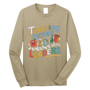 Retro Teaching Future Leaders Teacher 100 Days Of School Long Sleeve Shirt