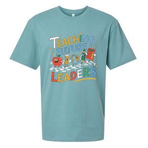 Retro Teaching Future Leaders Teacher 100 Days Of School Sueded Cloud Jersey T-Shirt