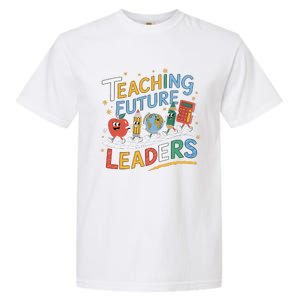 Retro Teaching Future Leaders Teacher 100 Days Of School Garment-Dyed Heavyweight T-Shirt