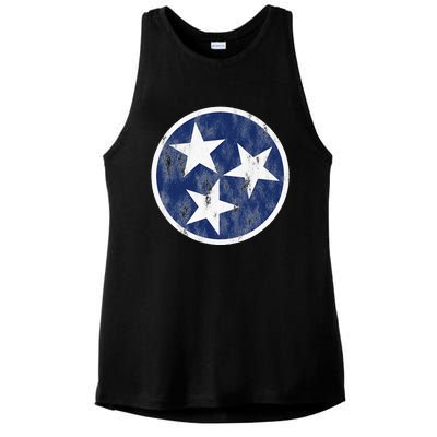 Retro Tennessee Flag Star Logo Volunr State Nashville TN Ladies PosiCharge Tri-Blend Wicking Tank