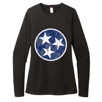 Retro Tennessee Flag Star Logo Volunr State Nashville TN Womens CVC Long Sleeve Shirt