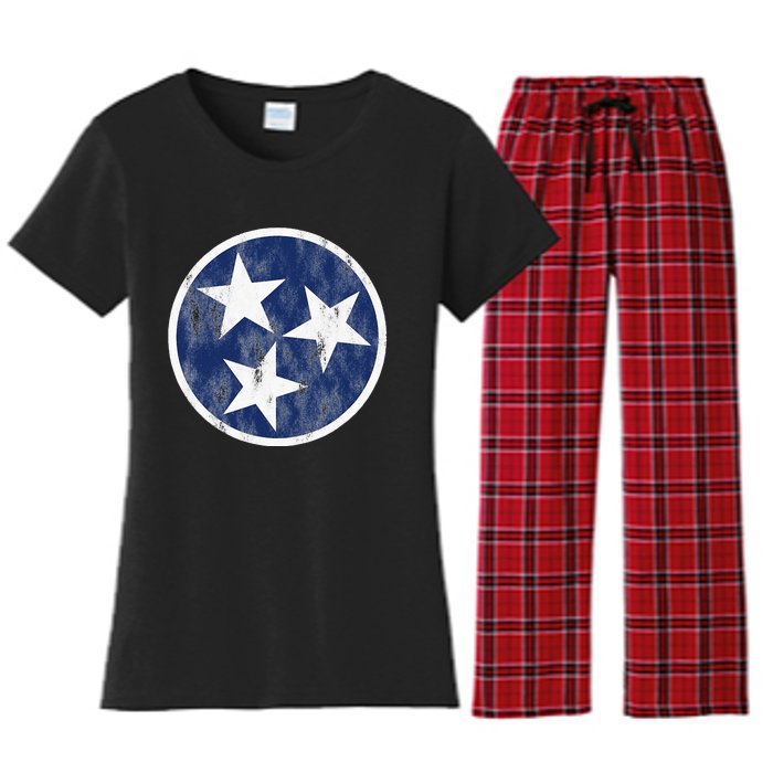 Retro Tennessee Flag Star Logo Volunr State Nashville TN Women's Flannel Pajama Set