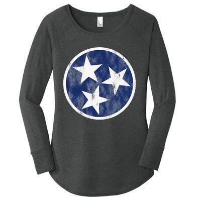 Retro Tennessee Flag Star Logo Volunr State Nashville TN Women's Perfect Tri Tunic Long Sleeve Shirt