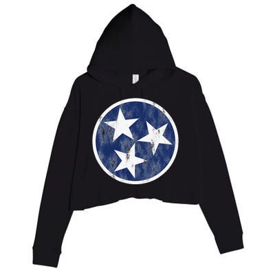 Retro Tennessee Flag Star Logo Volunr State Nashville TN Crop Fleece Hoodie