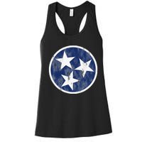 Retro Tennessee Flag Star Logo Volunr State Nashville TN Women's Racerback Tank