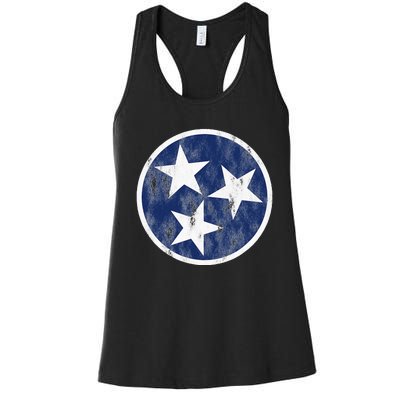 Retro Tennessee Flag Star Logo Volunr State Nashville TN Women's Racerback Tank