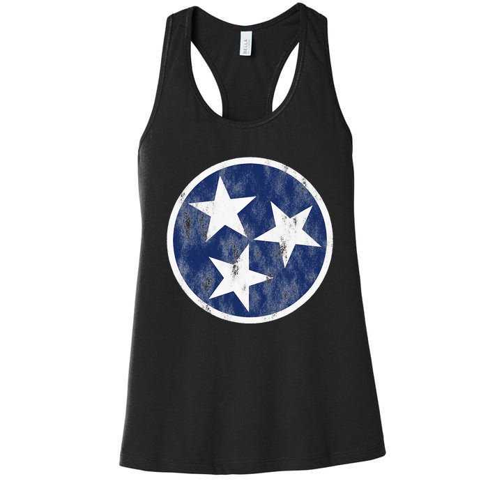 Retro Tennessee Flag Star Logo Volunr State Nashville TN Women's Racerback Tank