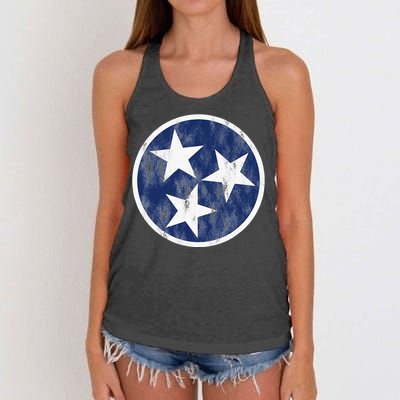 Retro Tennessee Flag Star Logo Volunr State Nashville TN Women's Knotted Racerback Tank