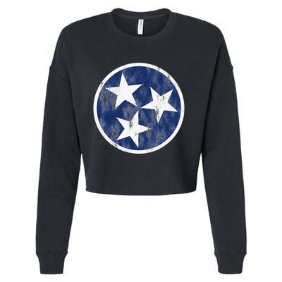 Retro Tennessee Flag Star Logo Volunr State Nashville TN Cropped Pullover Crew