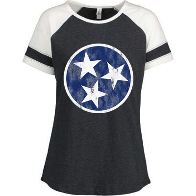 Retro Tennessee Flag Star Logo Volunr State Nashville TN Enza Ladies Jersey Colorblock Tee