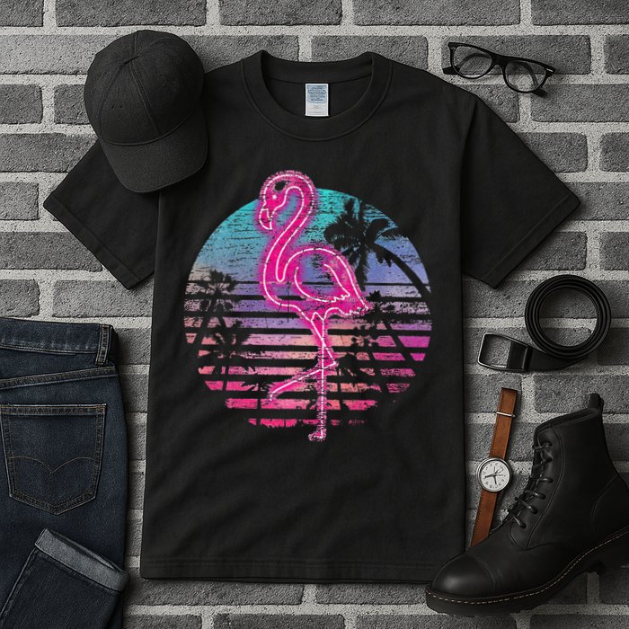 Retro Tropic Flamingo Tall T-Shirt