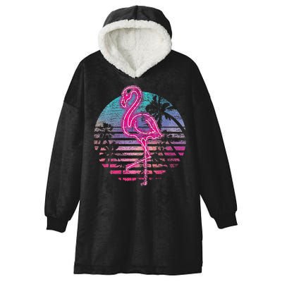 Retro Tropic Flamingo Hooded Wearable Blanket