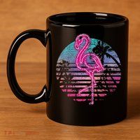 Retro Tropic Flamingo 11oz C Handle Ceramic Mug
