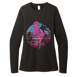 Retro Tropic Flamingo Womens CVC Long Sleeve Shirt