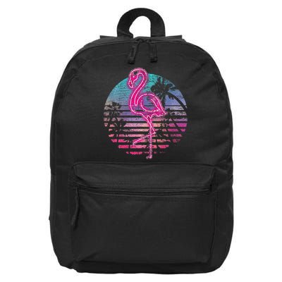 Retro Tropic Flamingo 16 in Basic Backpack