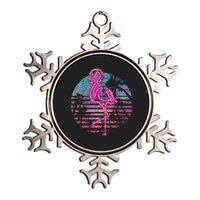 Retro Tropic Flamingo Metallic Star Ornament