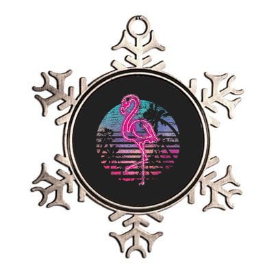 Retro Tropic Flamingo Metallic Star Ornament