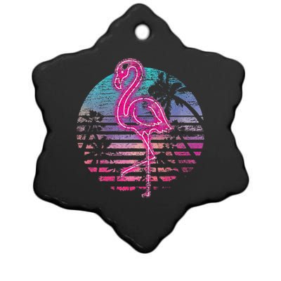 Retro Tropic Flamingo Ceramic Star Ornament