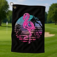 Retro Tropic Flamingo Golf Towel
