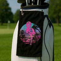 Retro Tropic Flamingo Golf Towel